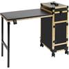 Fliuyr Beauty case con specchio a LED e Bluetooth - 3 cassetti, portata 50 kg con serratura (71 x 38 cm) - per truccatori, parrucchieri, estetisti, manicure, Nero, oro, Schönheitstisch Größe: 71*38*69cm