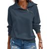 Cuptacc Maglia Termica Donna Mezza Zip Scollo a V Felpe Senza Cappuccio Maniche Lunghe Casual Classico Sweatshirt Blu Scuro, Small S 34-36