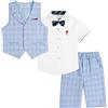 LOLANTA 4 Pezzi Bambini Ragazzi Abbigliamento Set Camicia + Papillon + Gilet + Pantaloni, Ragazzo Gentleman Nozze Smoking Cerimonia