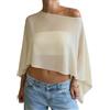 LYSINK Poncho da spiaggia irregolare da donna, in tessuto a rete, monospalla