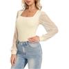 SHAPERIN Donna Body Manica a Sbuffo Eleganti Top con Scollo Quadrato Blusa Maniche Lanterna Bodysuit Maniche Lunghe