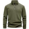 Lonya Felpa Pile Uomo Invernale Micropile Caldo Pullover Inter 1/4 di Zip Maniche Lunghe Maglia Termica Maglione Verde Esercito,XXL