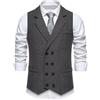 Generisch Gilet da uomo a spina di pesce, stile retrò, a doppio petto, casual, slim fit, con scollo a V, motivo a spina di pesce, con tasca, per smoking, O grigio scuro, L