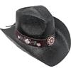 Carnavalife Cappello da cowboy western unisex con fibbia a toro e fascia borchiata, classico cappello di carta di paglia per estate e Rodeos