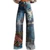 Generisch Jeans da donna con gamba larga, skinny a vita alta, pantaloni lunghi a zampa, pantaloni lunghi da ragazzo a vita alta, pantaloni hippie anni '70, jeans a zampa, pantaloni larghi Y2k oversize