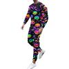 Generisch Tuta sportiva da uomo per Halloween, con stampa a zucca, oversize, abbigliamento sportivo, in due pezzi, per il fitness, per autunno e inverno, calda, 2 pezzi, felpa e pantaloni sportivi, O