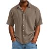 Generico Camicia Casual da Uomo a Maniche Corte, vestibilità Ampia, con Risvolto, abbottonata, Leggera, Estiva, da Spiaggia
