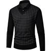 Generisch Maglione invernale da uomo, finto in due pezzi, basic, a maglia, vintage, con risvolto, semplicità, per il tempo libero, con colletto della camicia, a maniche lunghe, a righe