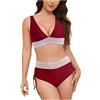 Generico Bikini Due Pezzi Vita Alta Donna Tinta Unita Seducente, Modello Moderno Elegante e Modellante, Tessuto Resistente Anti UV, Adatto per Spiaggia Soleggiata e Terme