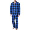 Generisch Pigiama lungo da uomo, set di biancheria da notte a quadri, a maniche lunghe, pantaloni da notte in due pezzi, per autunno e inverno, per uomo, comodo, per il tempo libero