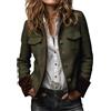 Generic Blazer in tweed da donna vintage a spina di pesce blocco colore velluto Trim risvolto manica lunga bottone corto cappotto da lavoro elegante, Verde militare, XS