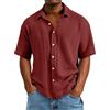 Generico Camicia Casual da Uomo a Maniche Corte, vestibilità Ampia, con Risvolto, abbottonata, Leggera, Estiva, da Spiaggia