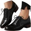 HEMNACU Scarpe Oxford comode con lacci, classiche, da donna, scarpe da lavoro, scarpe in pelle, classiche, tacchi vintage Oxford con tacco largo, Nero , 39 EU