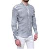 Evoga Camicia di Lino Uomo Sartoriale a Righe Slim Fit con Colletto alla Coreana