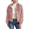 Generisch Teddy, giacca corta da donna, in pile, invernale, senza cappuccio, con calda imbottitura, in morbido pile, da donna, con collo in pelliccia, con colletto alto, O rosa., S