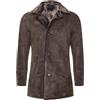 Infinity Leather Cappotto da Marinaio in Pelle Scamosciata Classica da Uomo in Vera Pelle di Montone Marrone