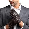 YUEMING Guanti Pelle Uomo, Inverno Guanti Uomo, Touchscreen Caldo Vello Antivento Prova Freddo Termico Mittens per Guida Ciclismo Moto Correre (Marrone-L)