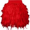 Generisch Costume da donna con piuma, per carnevale, da donna, in vita elasticizzata, per feste, mini gonna, costume da balletto, body da danza, spaghetti, in tulle, O rosso., L