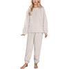 Generisch Pigiama da donna invernale in caldo pile, con scollo rotondo, in tinta unita, set di pigiameria, 2 pezzi, con tasche, caldo e confortevole, O bianco., Taglia unica