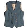 Generisch Gilet per costume tradizionale bavarese, da uomo, a doppio petto, senza maniche, con collo sciallato, in stile vintage, vestibilità normale, classico, in lana per matrimonio, O azzurro, XXL