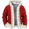 Generisch Costume da Babbo Natale da uomo, con cappuccio, in pile, divertente, oversize, giacca natalizia, cardigan, feste, cappotto con cappuccio, in velluto, morbida fodera in peluche