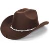 HilyBony Cappello da Cowboy-Cowgirl Western da Donna con Strass Cappello Fedora Jazz con Fascia Scintillante