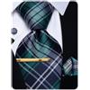 YourTies Set di cravatte da uomo con motivo cachemire floreale, in seta, fazzoletto quadrato e gemelli per matrimonio, feste, affari, Plaid blu bianco, One Size