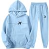 Generisch Tuta da jogging da uomo, invernale, 2 pezzi, Hip Hop Y2K, tuta da uomo, casual, comoda, sportiva, con stampa aerea, set da due pezzi, O azzurro, S