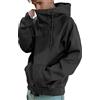 Generisch Felpa con cappuccio da uomo stile giapponese Harajuku Style Ninja Double Neckline Cotton Hip Hop Felpa con cappuccio oversize spessa felpa Techwear con cappuccio tinta unita