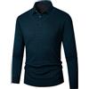 Generisch Maglione invernale da uomo, finto in due pezzi, basic, a maglia, vintage, con risvolto, semplicità, per il tempo libero, con colletto della camicia, a maniche lunghe, a righe, O blu navy
