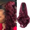Cybelleza 30cm Coda di Cavallo Extension Coda Capelli Ricci Posticci per Capelli Mossi Ondulati con Pinza Claw on Ponytail Lunghi/Corti Sintetici Vino rosso