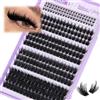 JIMIRE Manga Cluster Lashes 150D Ciglia singole appuntite con ciglia inferiori lunghe 12-18 mm, 264 pezzi, ciuffetti singoli ciuffetti fai da te a casa JIMIRE