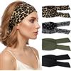 CHILRUI 4 Pezzi Fasce per Capelli Donna,Elastico Boho Fascia Capelli Donna | Turbante Fasce per Bandana,Headband Accessori da Annodare Multicolore Fascia Morbida per Uso Quotidiana Yoga Sport Skincare
