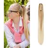 Cybelleza Coda Extension Capelli Clip Coda di Cavallo Dritto Ponytail Sintetici Lunghi Effetto Naturale Capelli lisci (Bionda scura T bionda candeggina)