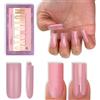 NOVO OVO Medio Sharp Square Nail Tips Press on Pure Color BERRY PINK, gel extra spesso, top coat & colla per unghie finte in gel opaco morbido per fai da te, 15 misure, 180 pezzi