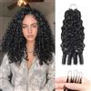 Renyarch Miracle Burmese Curly Mini Knots Crochet Human Hair - Extension Capelli Veri Pre-Separati per Donne Nere, 2 pezzi 50g Crochet Braids Water Wave Nodi Invisible Knotless, 22 pollici 1B#