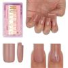 NOVO OVO Short Sharp Square Nail Tips Press on Pure Color Marrone Rosa Richiede Colla per Unghie Matte Soft Gel Estensione Artificiale Unghie Copertura Completa per Fai da Te, 15 Misure 240 Pezzi