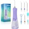 WellLeo Idropulsore per denti, 300 ml, senza fili, ricaricabile, con 5 modalità, 5 punte a getto, IPX7, impermeabile, per la cura delle gengive, uso domestico e in viaggio