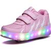 HUSKSWARE Scarpe Ragazza da Ragazzo con Ruote, 2 in 1 per Bambini, con rotelle, per Skateboard, Sneakers, Rosa, 27 EU
