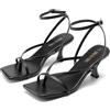 DREAM PAIRS Sandali Infradito Tacco Basso Donna | Tacco Basso 6.5 cm, Punta Quadrata Aperta, Infradito con Cavigliera Regolabile, Soletta Lattice 4mm per Matrimoni e Feste