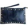 Jaime de Juan Leather Borsa a tracolla in pelle con borchie. Maniglia a mano e tracolla lunga regolabile e intercambiabile., Serpente blu marino, S