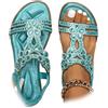 Generic Sandali estivi con zeppa da donna, con strass, cinturino a T, con strass, larghi, da spiaggia, matrimoni, estivi, bohémien, con strass, blu cielo, 36.5 EU
