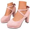 Generico Décolleté Donna Cinturino alla Caviglia Tacco Largo Punta Tonda Plateau Effetto Camoscio Scarpe Eleganti Comode per Festa Oktoberfest Cerimonia Sera Tempo Libero, Pink, 37