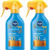 NIVEA SUN Maxi Crema Solare Spray Protect & Bronze FP 20 270 ml, Crema Solare 20 per Un'abbronzatura Dorata, Intensa e Uniforme, Protezione Solare 20 in Pratico flacone in spray (Confezione da 2)