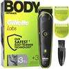 Gillette Labs i3 Body + Intimate Trimmer da uomo con tecnologia SkinFirst, rasoio intimo uomo per corpo e zona intima, impermeabile, nero/verde