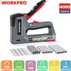 WORKPRO Pistola per punti metallici resistente 6 in 1 per materiale di fissaggio Pistola sparachiodi manuale con due opzioni di potenza per decorazioni domestiche fai-da-te