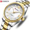 CURREN 8453 Orologi al quarzo da uomo Moda elegante semplice orologio bianco con cinturino in acciaio inossidabile per regalo maschile