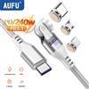 AUFU Cavo di ricarica rapido magnetico da USB C a USB tipo C 5A da 240 W per MacBook Samsung Xiaomi iPhone PD3.1 Cavo di ricarica magnetico USB-C