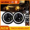 UNI-SHINE UNISHINE Faro universale a LED da 7 pollici per auto e moto, 2 colori DRL H4, con indicatore di direzione ambra per Harley Honda 12V 24V, per uso fuoristrada