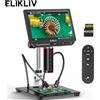 Elikliv EM4K-AF Microscopio digitale 4K Messa a fuoco automatica 2000x 8" Microscopio per saldatura HDMI per riparazioni elettroniche con supporto da 10" Scheda 64G